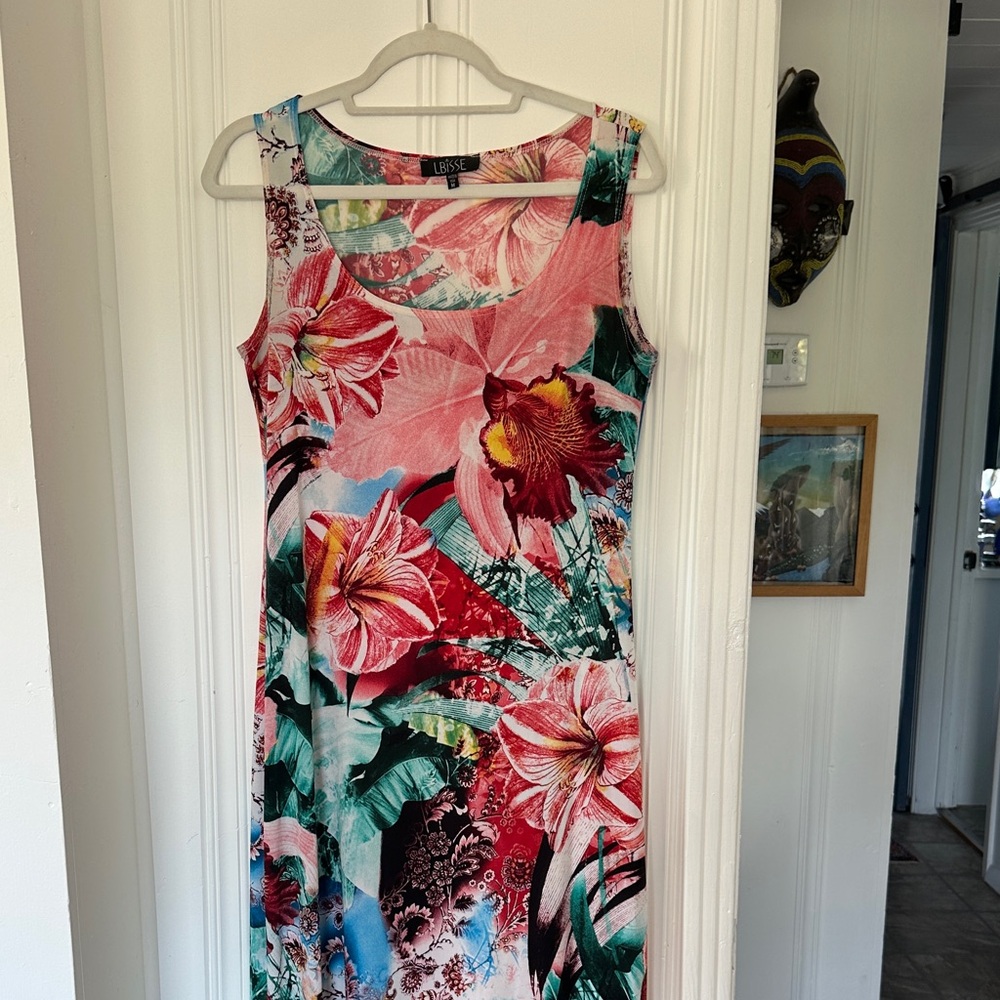 Lbisse Tropical Floral Tank Dress - Pink Multi
